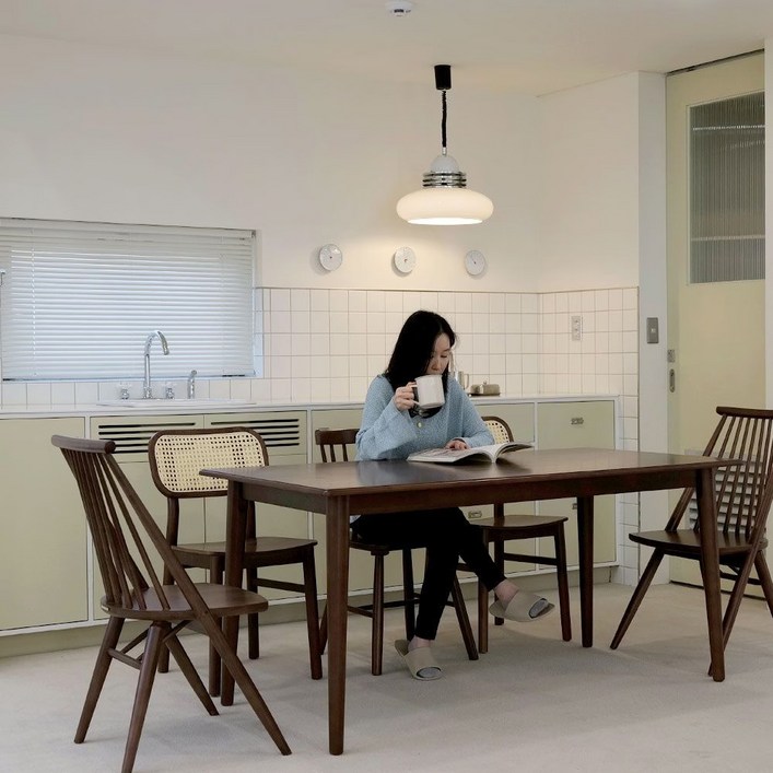 보르포 월넛 천연 원목 직사각형 식탁 테이블 3size