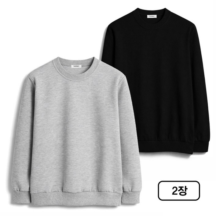 탑보이 2장 세트 국내생산 특양면 무지 맨투맨 빅사이즈 M-5XL (SCC5223PT)