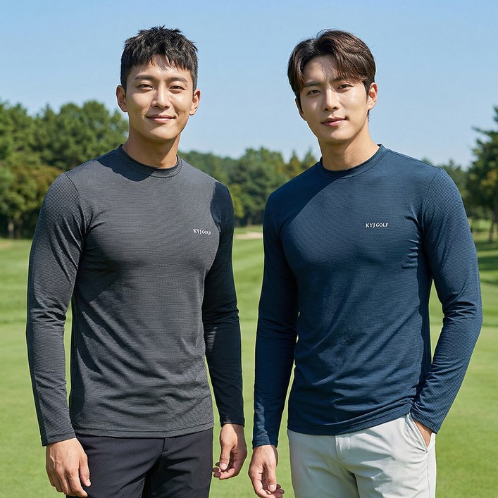 김영주골프 2개입 남성 여름 시원한 라운드 긴팔 티셔츠 스판 골프 등산 작업복 기능성
