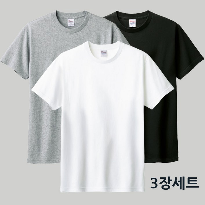 완티 111 남녀공용 17수 라운드 반팔 면티 3장