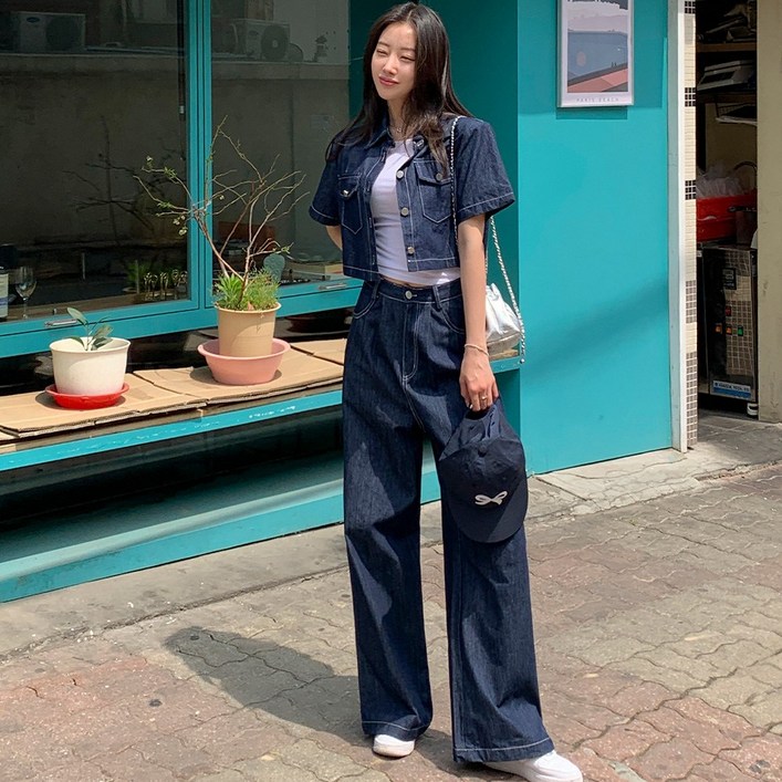 떳다그녀 앤써 데님 자켓 팬츠 세트 떳다그녀 앤써 데님 자켓 팬츠 세트