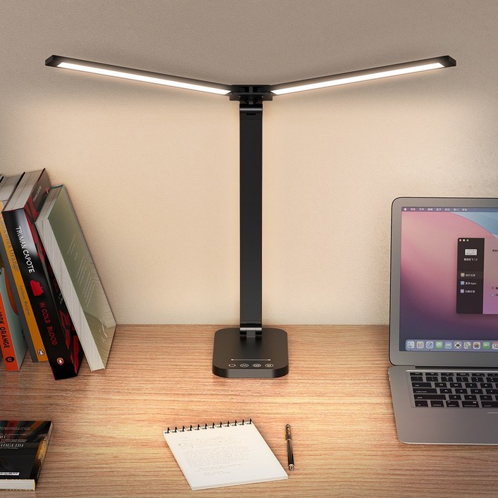 Airwit 독립조절 듀얼 LED 스탠드 조명 시력보호 블루라이트 차단 스마트 감광 책상 사무실 학습용 사무용 독서용, 화이트