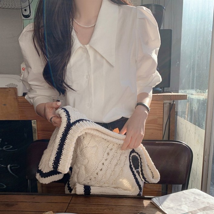 여성 퍼프 숄더 카라 블라우스 벌룬 소매 화이트 셔츠 하객룩 오피스룩 출근룩 빅사이즈까지 봄브라우스 여성 퍼프 숄더 카라 블라우스 벌룬 소매 화이트 셔츠 하객룩 오피스룩 출근룩 빅사이즈까지 봄브라우스