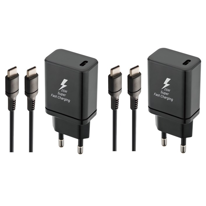 지파워 PD25W C타입 초고속 충전기  케이블 세트, 블랙, 2세트