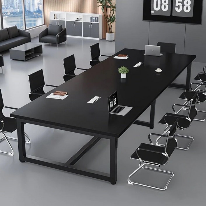 사무실 회의실 사각 회의 테이블 상담 세미나 연수용 책상, 블랙 상판블랙 다리