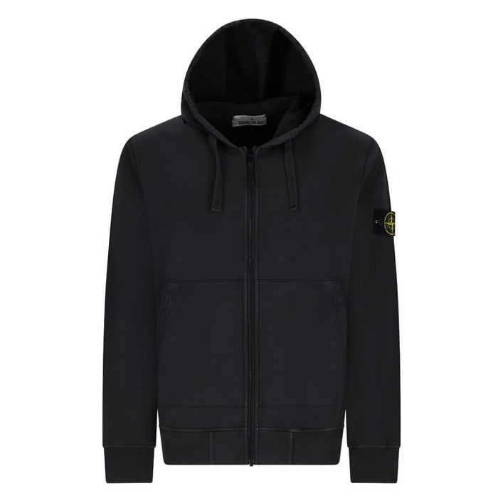 스톤 아일랜드 로고 패치 후드 집업