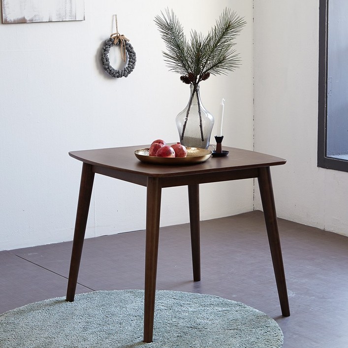 리비니아 로란 100 고무나무 원목 2인식탁 테이블 2color, 월넛