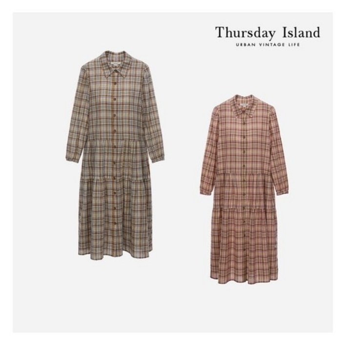 써스데이아일랜드 Thursday Island 셔츠 카라 체크 원피스T226MOP139W