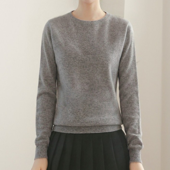 클레이스 울100 캐시미어 호주산 양모  여성 라운드넥 니트