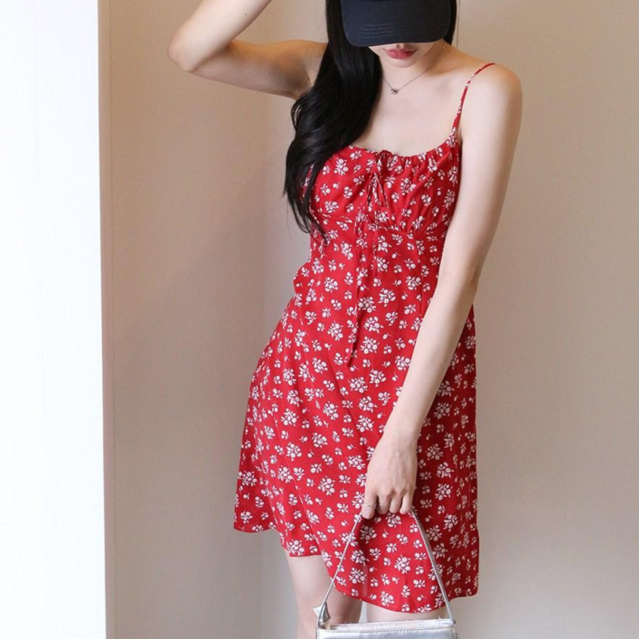 뉴데이당일배송페스티벌룩끈조절 러블리 여성 플라워 미니 원피스