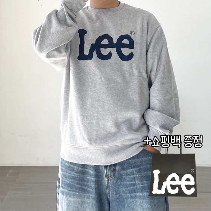 당일출고정품 LEE 리 빅 트위치 로고 맨투맨 그레이 쇼핑백