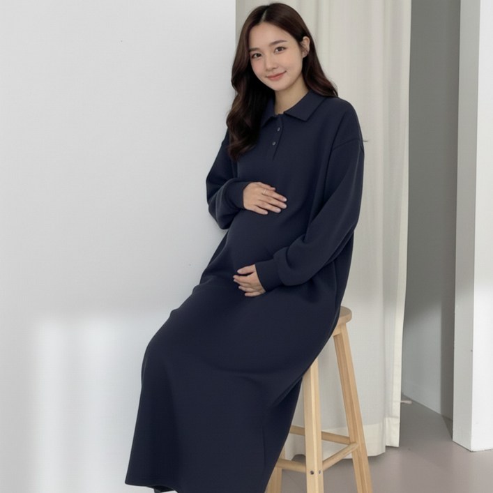 릴리아르 국내산 기모 카라 임산부원피스