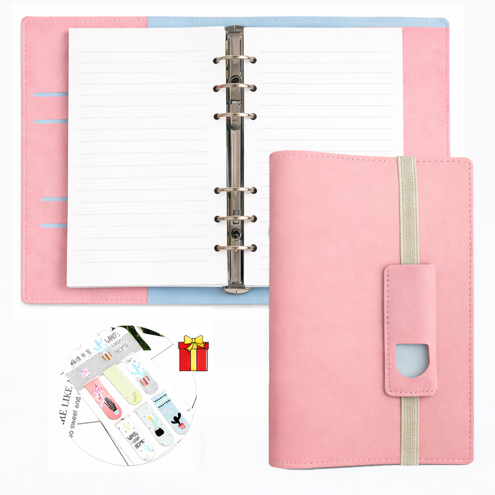 Clevoria A6 가죽 6공 다이어리 업무용 바인더 노트 휴대용 플래너 속지 교체형