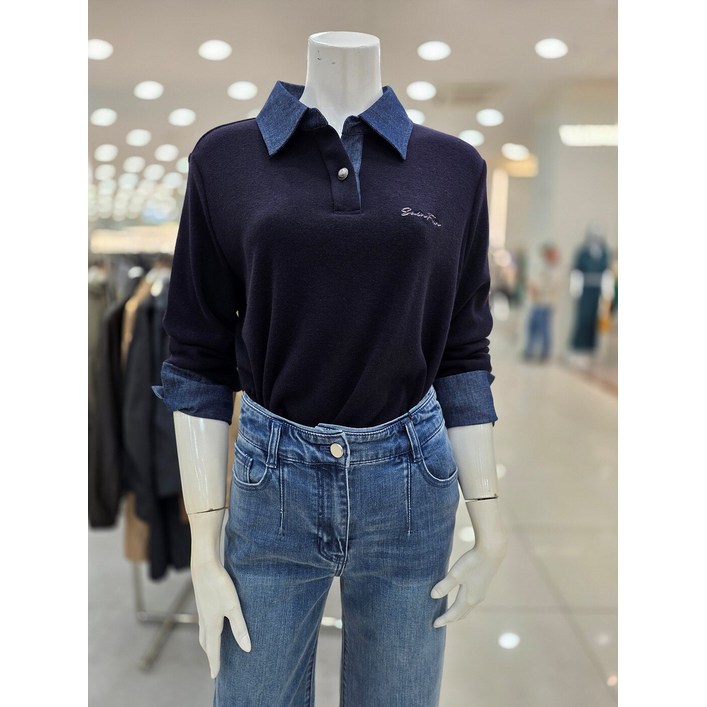 더아이잗 칼라배색 레터링 티셔츠 IRBM0TS801