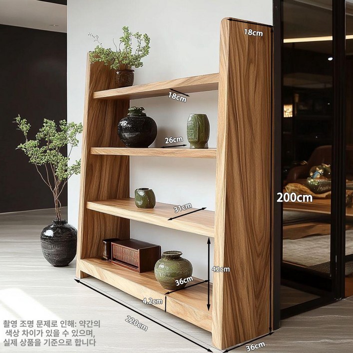 고재선반 엔틱 카페 앤틱 무타공 오래된 높이 수납 거실 책장, 1단, 4층 2m 1836cm 220cm