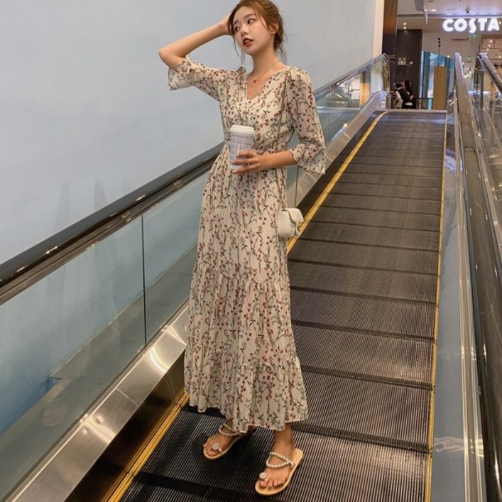 더블유앤케이 여성 여름 에이프릴 쉬폰 롱원피스