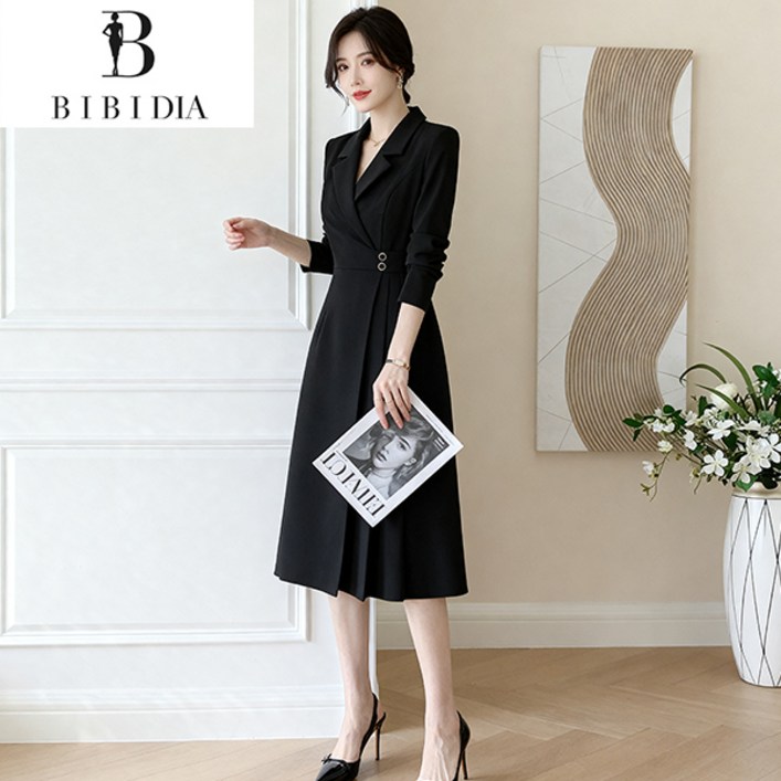 비비디아 여성  봄가을 자켓형 미디롱 플레어 정장핏 하객룩 오피스룩 원피스 데일리룩5569