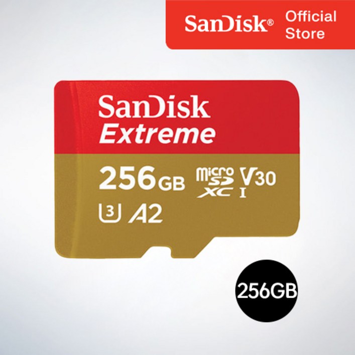 샌디스크코리아 공식인증정품  마이크로 SD카드 SDXC Extreme 익스트림 QXAV 256GB