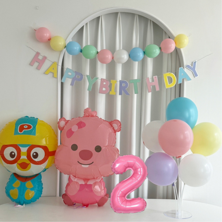 풀문랜드 뽀로로 풍선 루피 풍선 두돌생일 파티세트, 1개, 2
