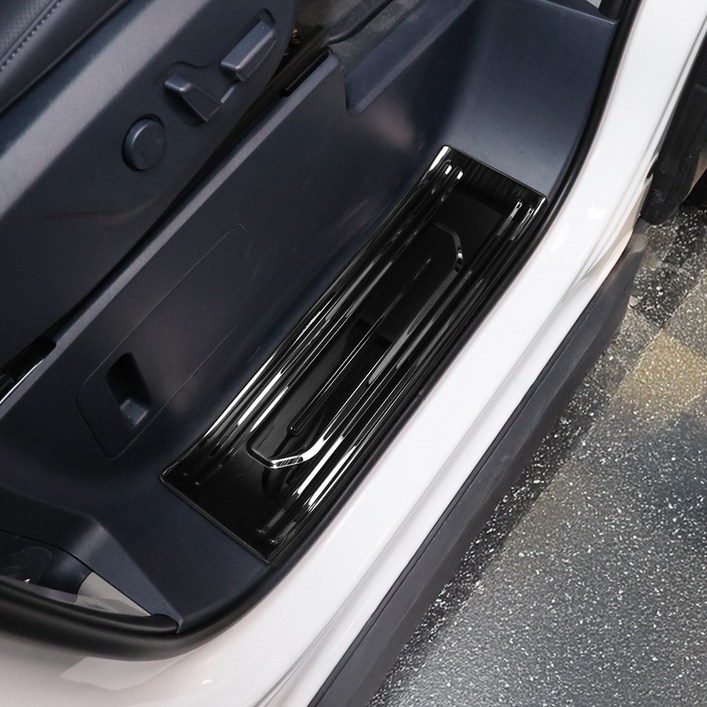 영카클럽 PV5 패신저 호환 스테인레스 도어스텝 커버 발판 스크래치 방지 보호 용품, 1열 도어스커프  블랙, PV5 패신저