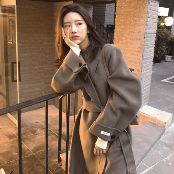 핸드메이드 롱 코트 울100 벨트 울코트 33