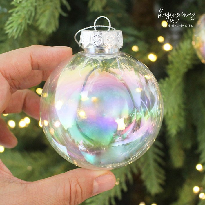 [해피인어스] 오로라 비눗방울 3컬러 6p세트 크리스마스 트리 장식 오너먼트, 투명오로라, 6개