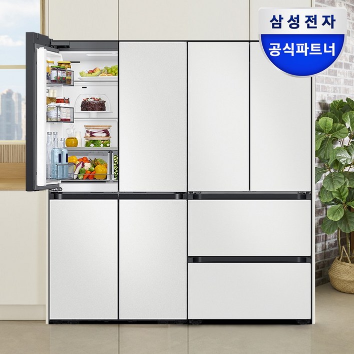 삼성 비스포크 키친핏 냉장고 김치 세트 4도어  RM70F63R2A+RK70F42M2A  ALL코타화이트