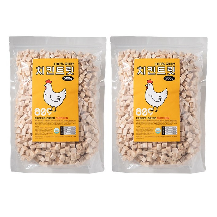 국내산 강아지 고양이 동결건조 대용량 소프트 트릿간식, 2개, 500g, 치킨