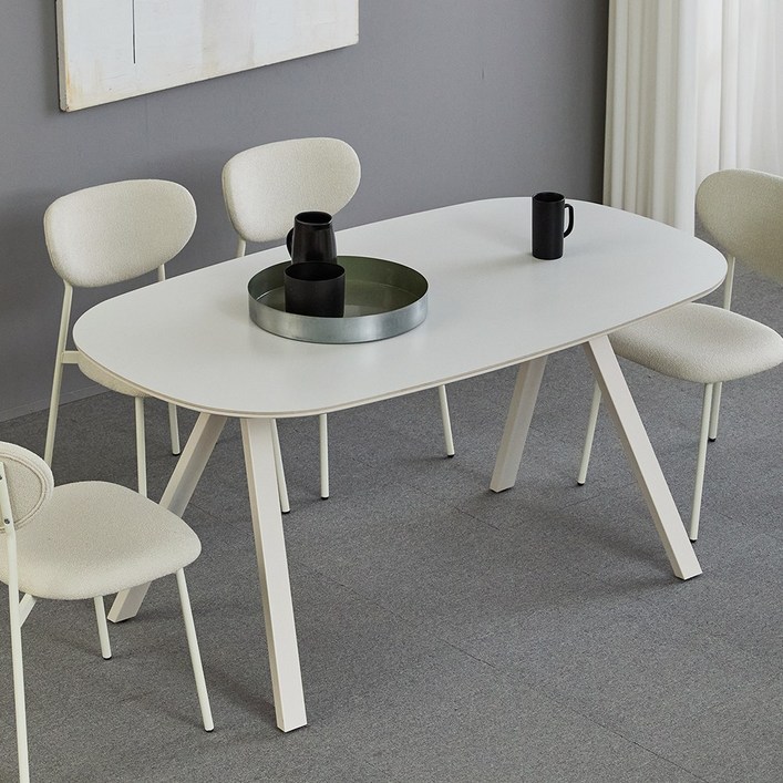 포블리스 AERIN 세라믹 포세린 식탁, 화이트, 4인용