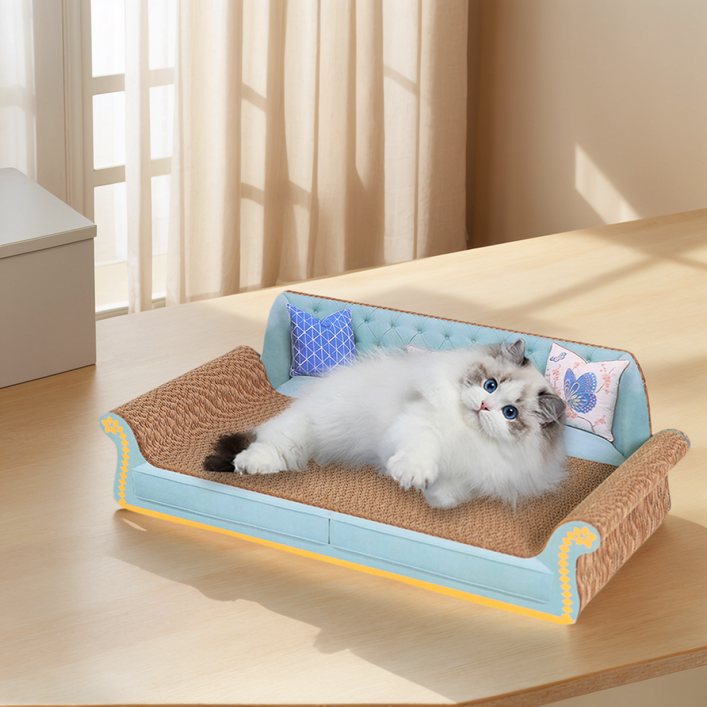 고양이 소파 가구 보호 대형 고양이 스크래칭 보드 고양이 스크래칭 보드 소파 고양이스크래쳐소파,고양이 용품 냥이스크레쳐 고양이쇼파스크래쳐, 1개, 파란색