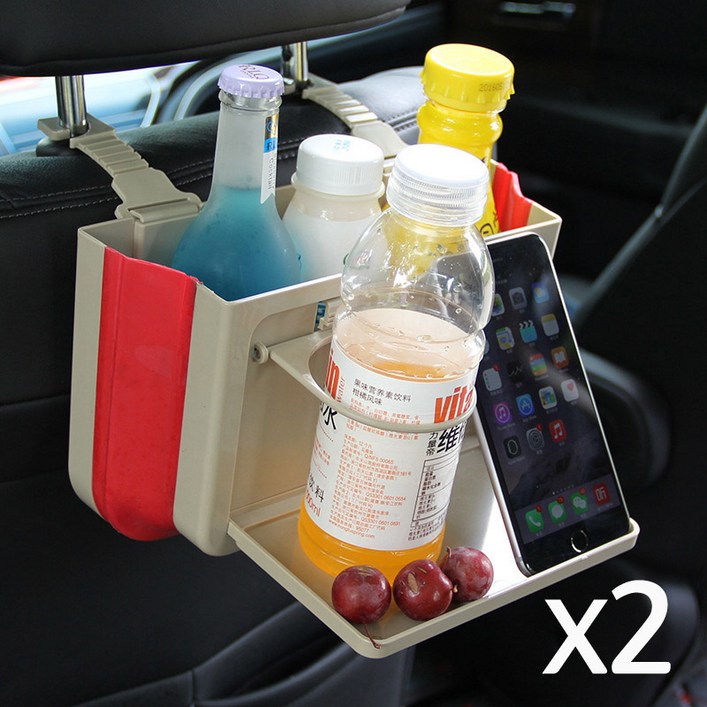 하나 더 차량용 헤드레스트 뒷좌석 멀티 수납함 폴딩 선반 컵홀더 거치대