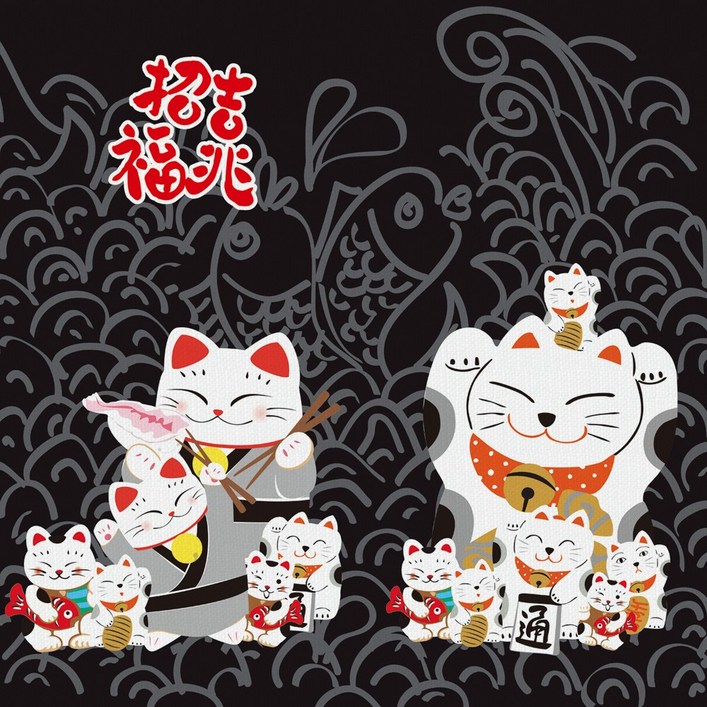 구다폼 출입구노렌 네코친구들  인테리어 가림막 일식 커튼