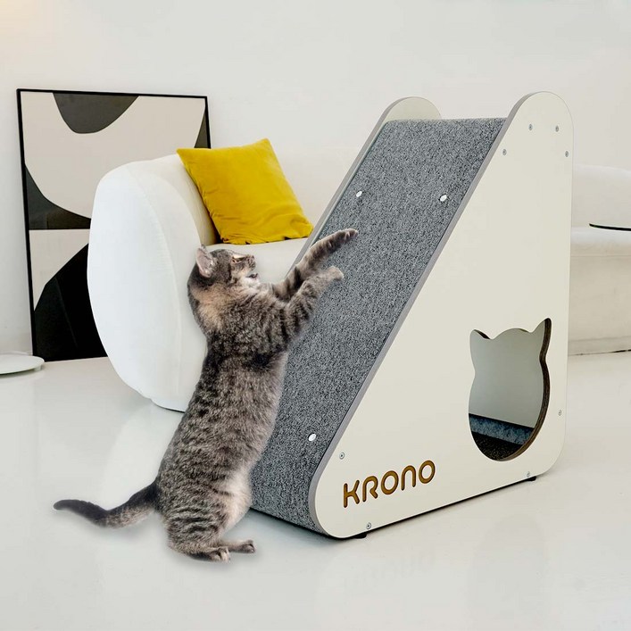 크로노 플리 고양이 우드 스크래쳐 타워 숨숨집 캣타워, 1박스