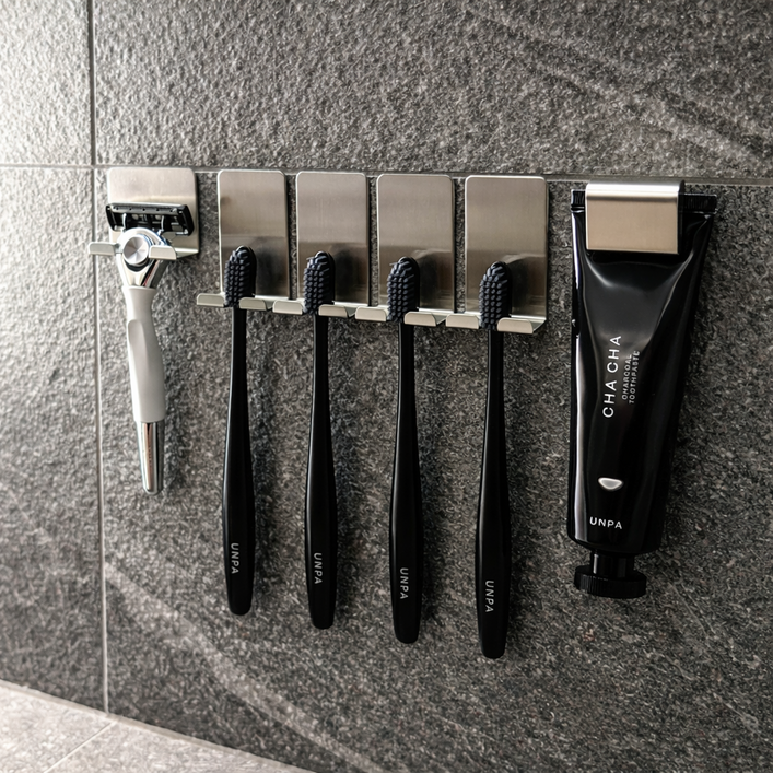 홈튜디오 프리미엄 원스탱 스텐칫솔걸이 4인, 패밀리세트, 1세트