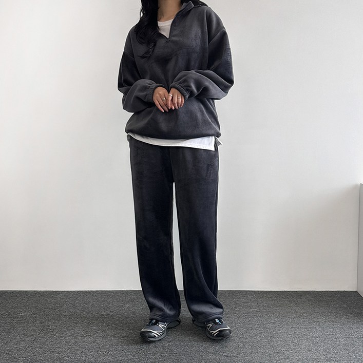얼로우 벨리베어 기모 니트 셋업 2타입 벨벳 코듀로이 골덴 벨루아 겨울 남여공용 커플 트레이닝 조거팬츠 와이드팬츠