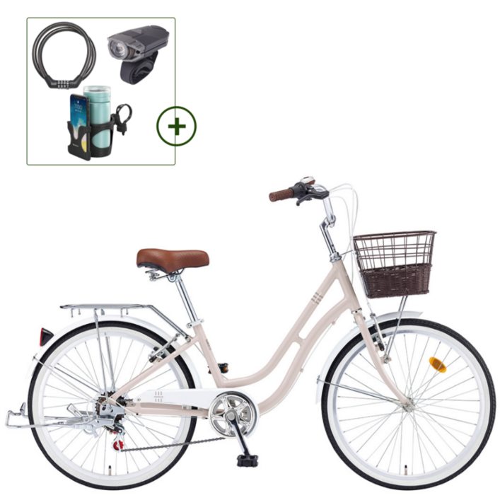 2026 삼천리 24 프림로즈 자전거 7단 클래식 알루미늄 시티형자전거, 1개, 167cm, 라이트 베이지(99%조립)