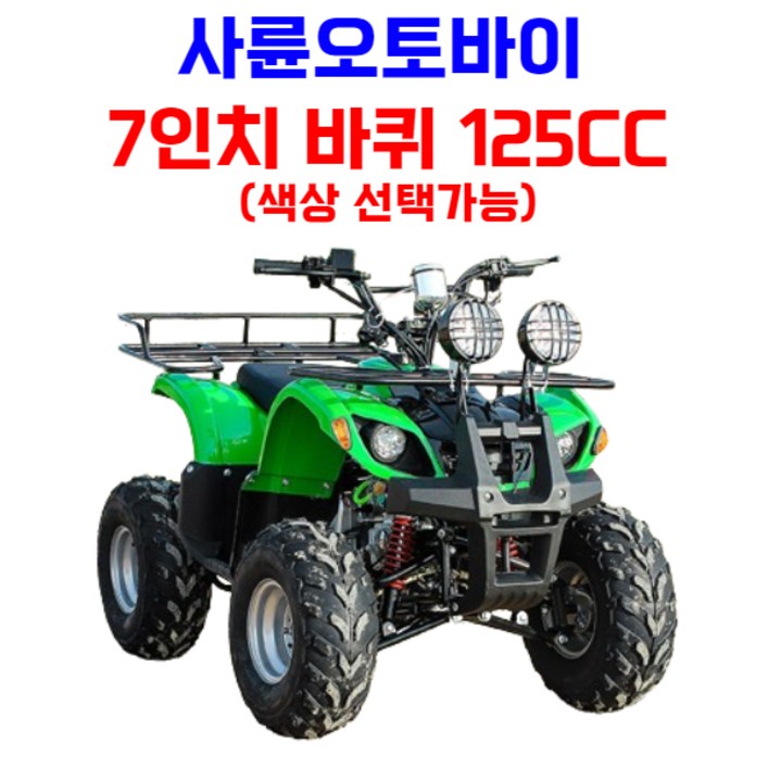 [엑티쿼] 사륜 오토바이 사발이 4륜 바이크 네발 산악 ATV 운반차 오프로드, 블루, 02 [7인치 125CC]