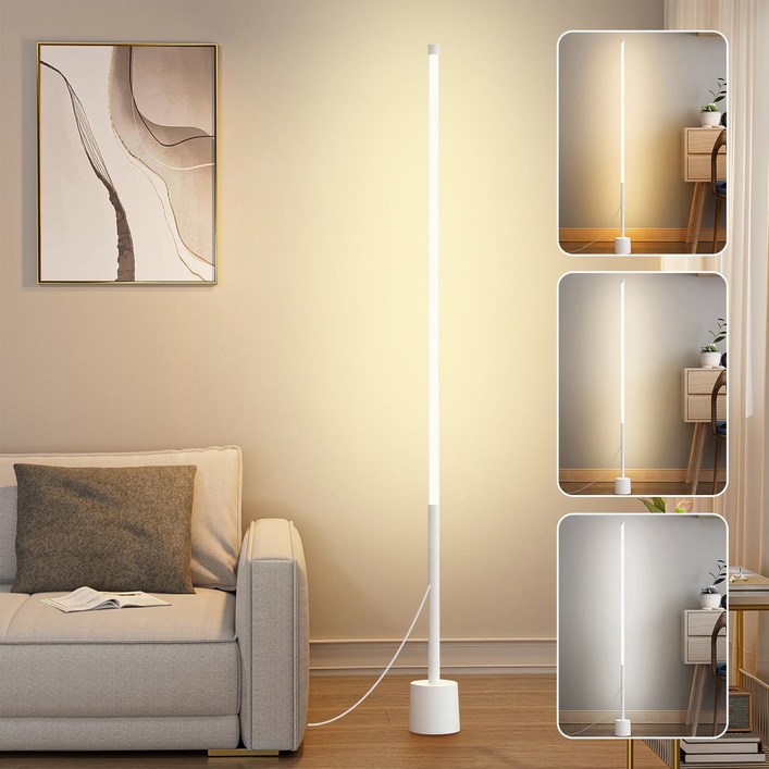 Flyaiku LED 침실 거실 스탠드조명 심플 장스탠드 3색모드 밝기조절, 흰색