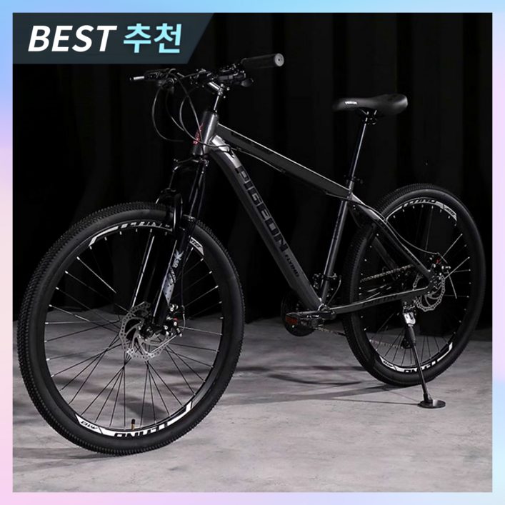 천리스포츠 최신식 MTB 자전거 로드 산악 24인치 26인치 가성비 출퇴근용 입문용 중학생, 1개, 174cm, 24단블랙