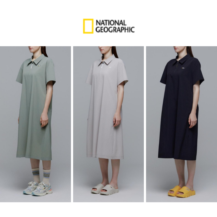 정품국내매장판 AS 가능 내셔널지오그래픽 여름원피스 롱 여성 셔츠 바스락 카라 캐주얼 봄 루즈핏 시원한 편한 반팔