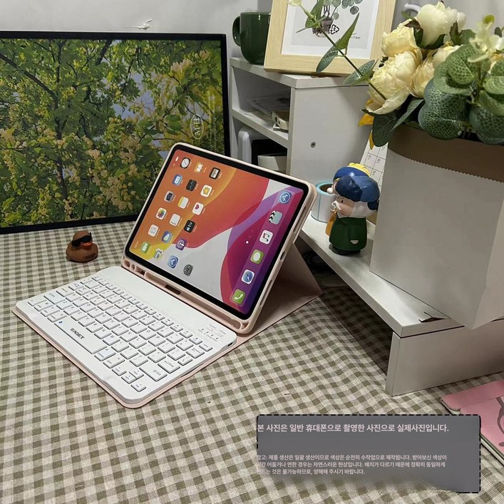 iPad 블루투스 키보드 세트 탈부착 펜 슬롯 전용 무선 케이스 맥 휴대용, iPad 10세대 사용, 1개