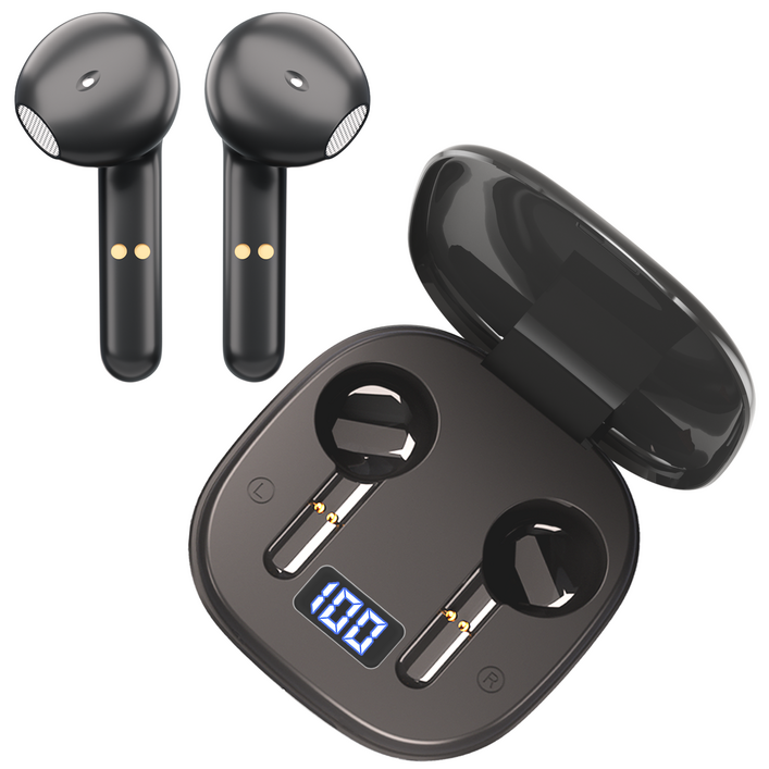 보보조조 오픈형 편안한 미니 무선 블루투스 이어폰, 블랙F1LED 버전