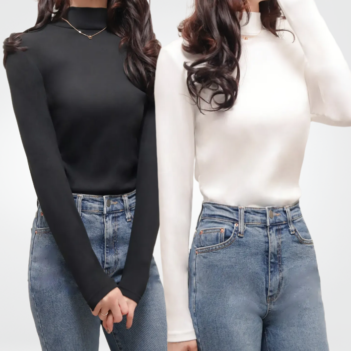 바이엘라 여성 반목티 긴팔 티셔츠 2종 세트