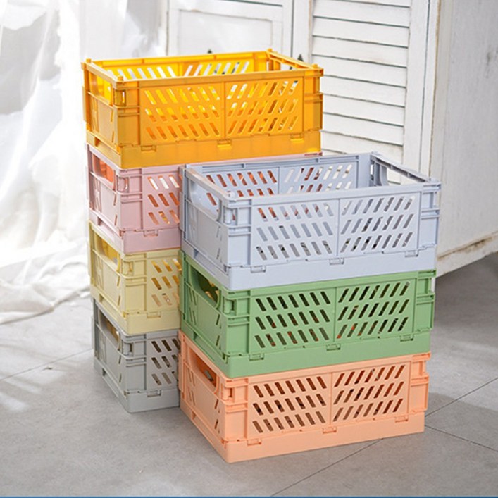 리빙 바스켓 파스텔 미니 폴딩박스 접이식 다용도 펜트리 소품 수납 정리함