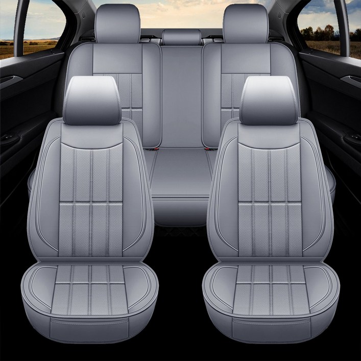 Novaseed 리무진시트커버, 통기 방수 방진, 합성 가죽 사계절용 자동차 시트커버, 대부분의 세단 및 SUV에 적합, Gray, 1세트