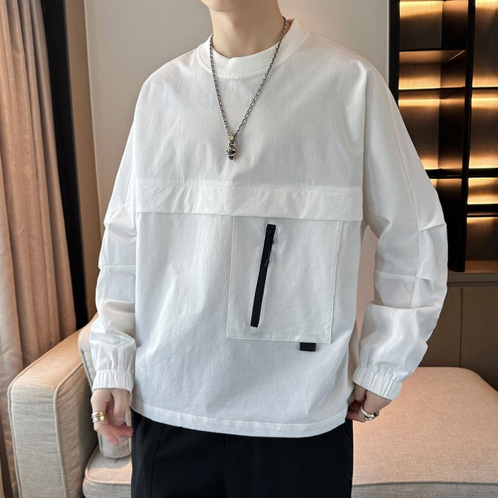 루스리더 남성 캐주얼 슬림핏 라운드넥 맨투맨 EA1