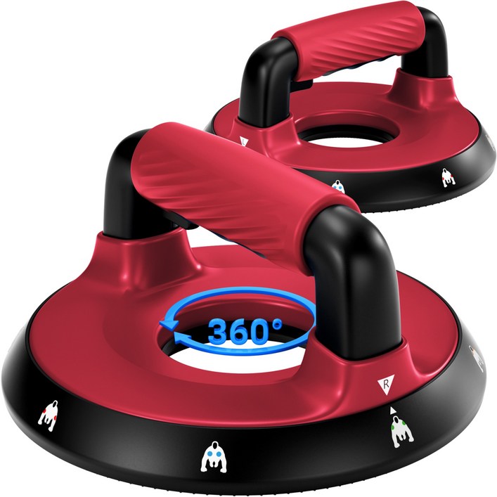 Readaeer 고퀄리티 멀티 팔굽혀펴기 운동기구 논슬립 회전 푸쉬업바, 레드, B0FNR7KPWM