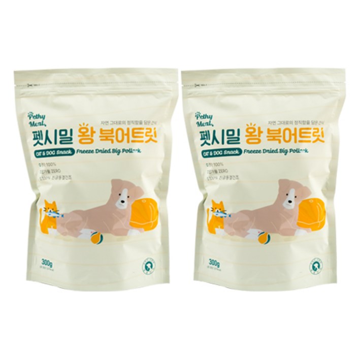 펫시밀 왕북어트릿 동결건조 고양이 강아지 훈련용 동물병원입점 간식, 2개, 300g