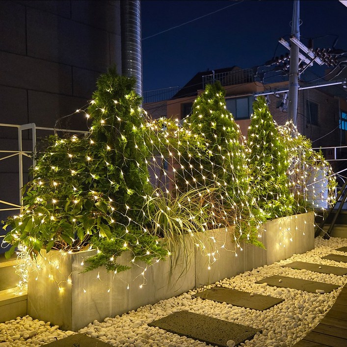 크리스마스 LED 24V 그물전구 160구 잔디 나무 캠핑 줄조명 야외 벽 트리 1분설치, 웜색, 9개