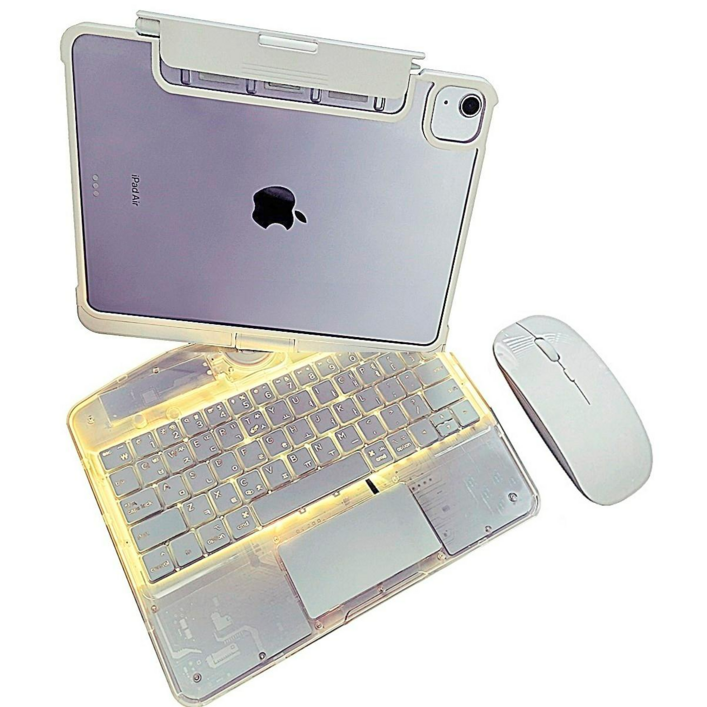 iFace 아이패드 호환 투명 매직키보드 케이스 360 회전 10세대 11세대(A16) 투명화이트 Air 10.9(M2 M3)/11 블랙 투명화이트 핑크, 투명 화이트, 1개